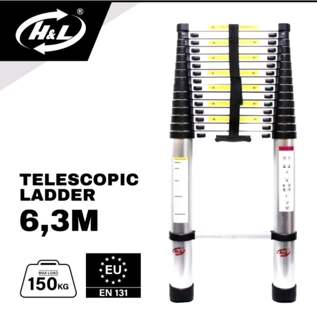 Tangga Single Teleskopik Aluminium 6,3 Meter H&L