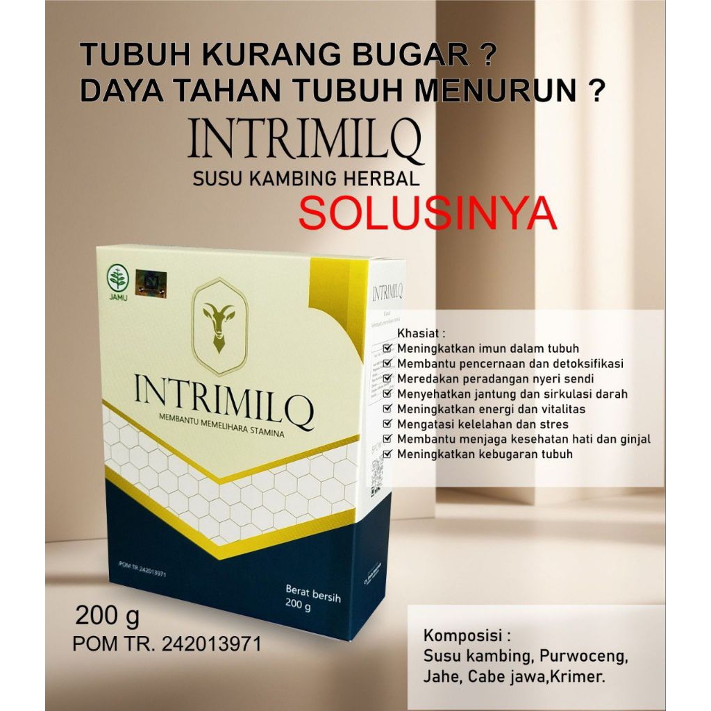 

Susu kambing plus herbal intrimilq 200 grm sulusi membantu meningkatkan setamina pria