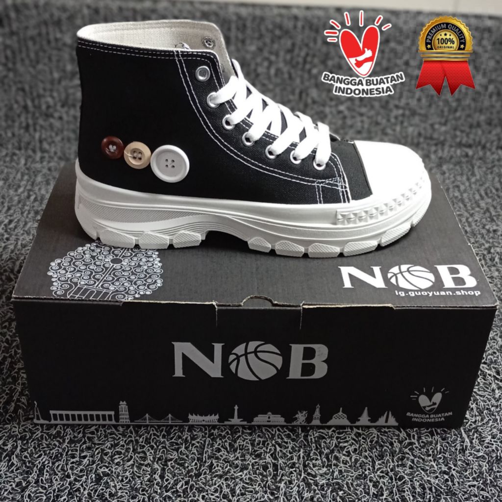 Sepatu Sekolah Warior Model kancing Sepatu NOB 010 High 100% Original  bahan Canvas