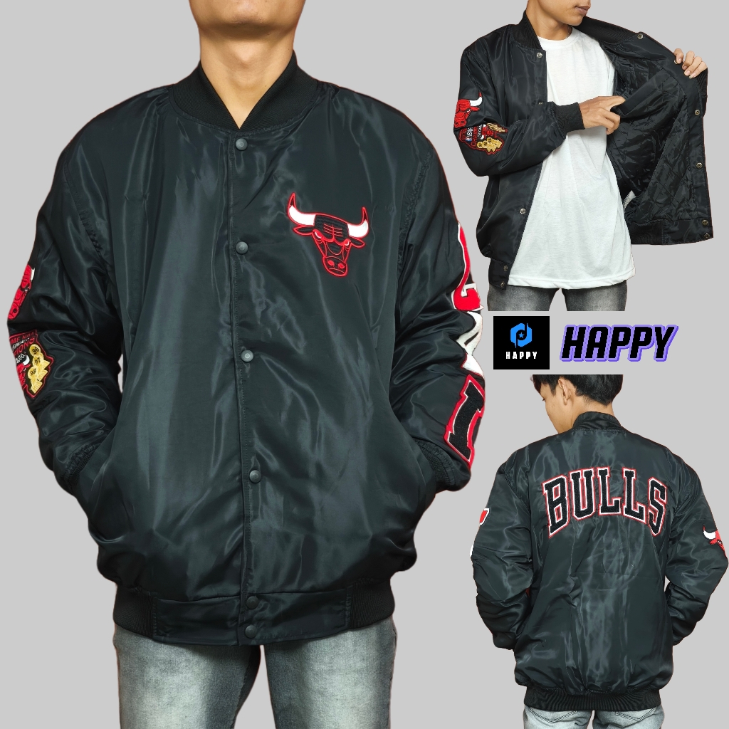 HAPPY Jaket Baseball Casual Vintage Pria Wanita Bulls CHI Terbaru