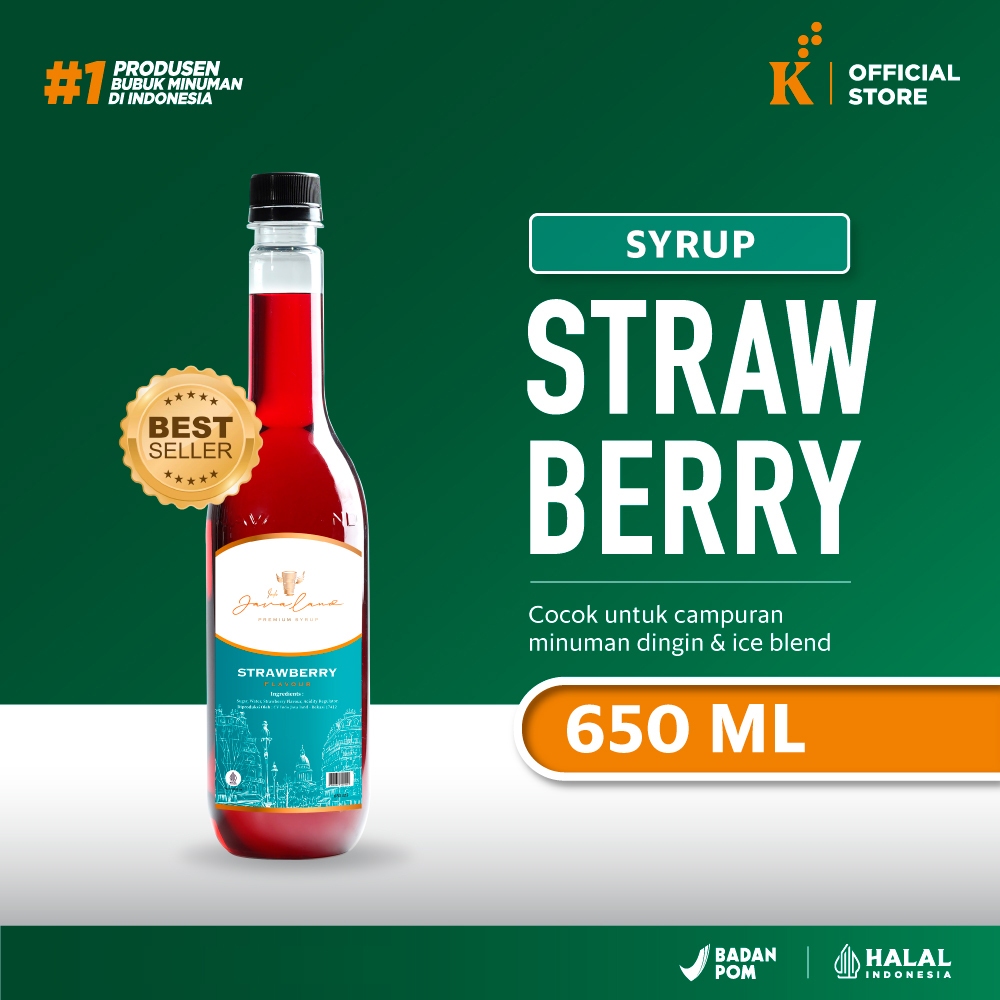 

Syrup Premium Javaland Sirup Aneka rasa Strawberry / Stroberi 650 ml
