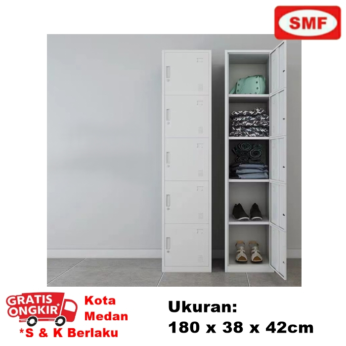 LOCKER BESI 5T - LOCKER PINTU BUKA - MOTIF GREY