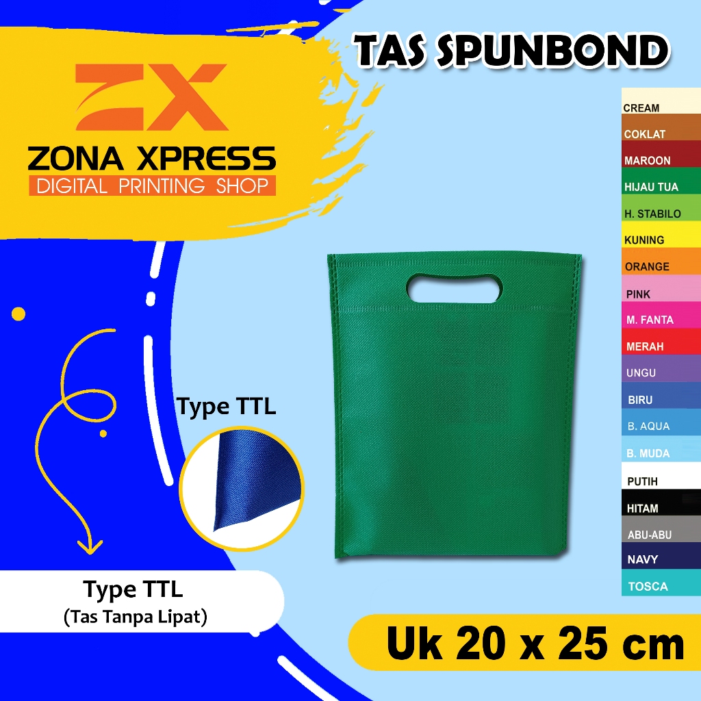 

Tas Kain spunbond isi 12 pcs ukuran 20x25
