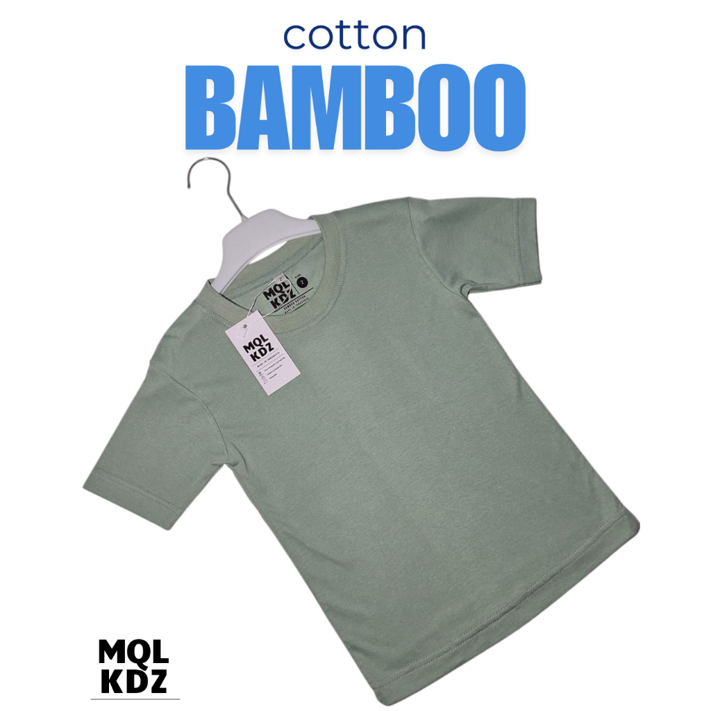 MQL KDZ - Baju Kaos Anak Polos Katun Bambu – Nyaman, Warna Hitam/Putih/Navy/Dusty Green/Dusty Blue/D