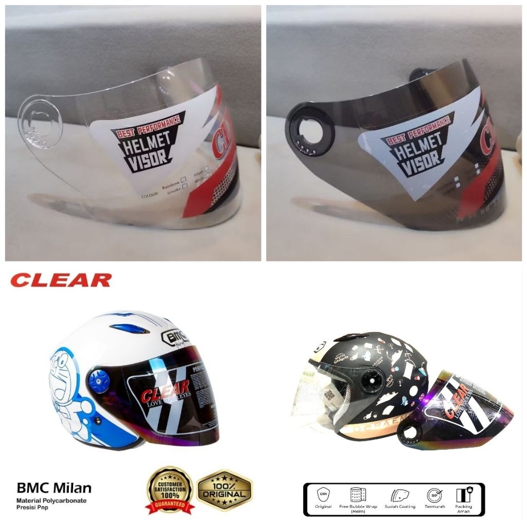 kaca helm bmc milan / kaca helm bmc doraemon / kaca bmc milan