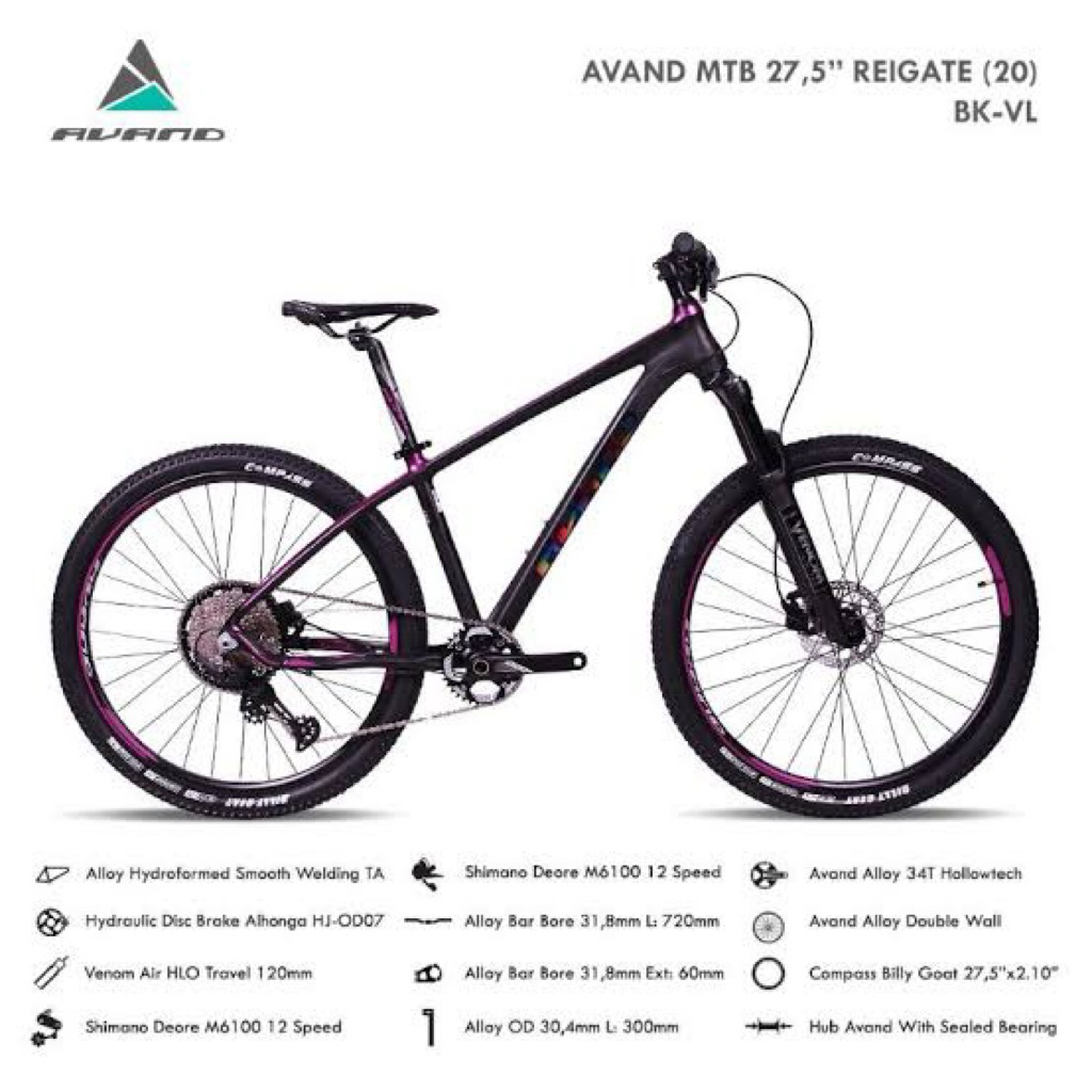 Sepeda Gunung MTB 27.5 Avand Reigate Ungu
