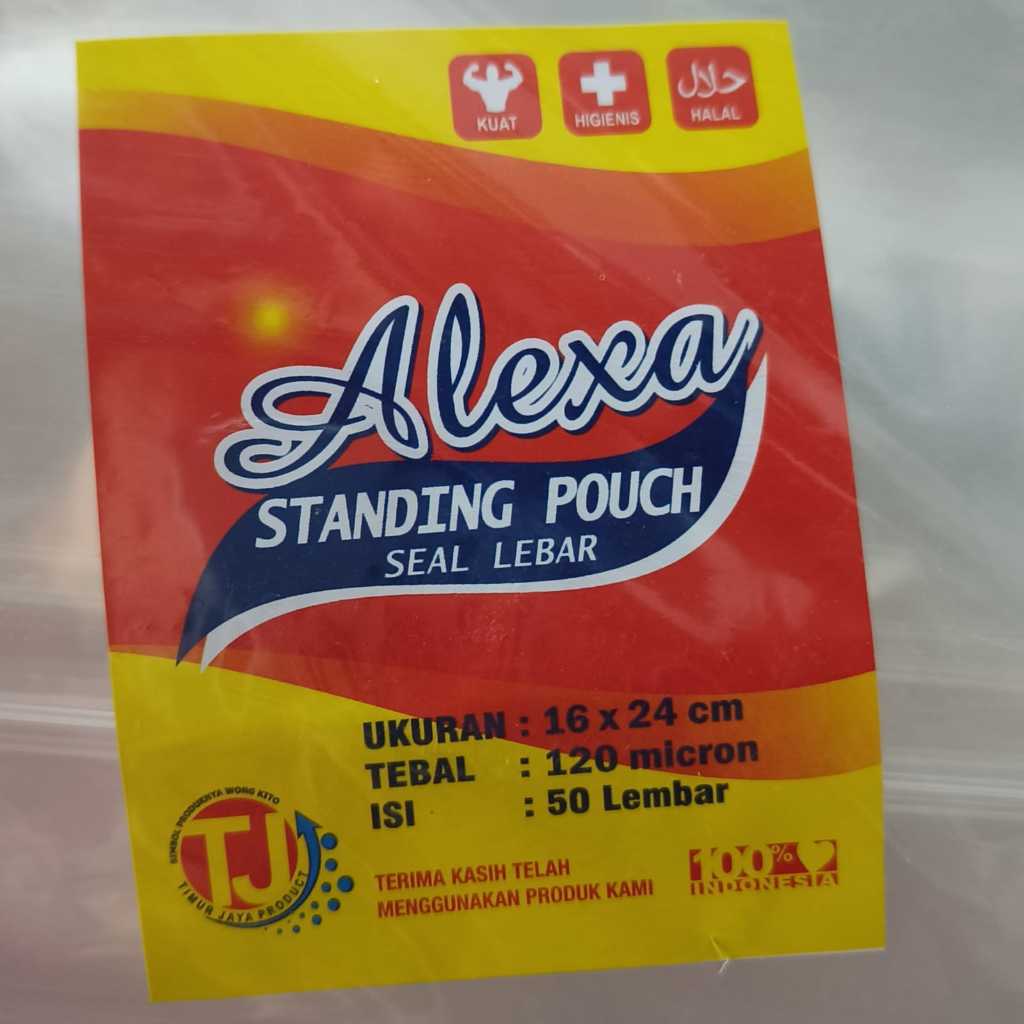Standing Pouch Alexa 16x24 cm 1pack 50pcs / Standing Pouch / Plastik Tegak / Plastik Sealer / Sealer