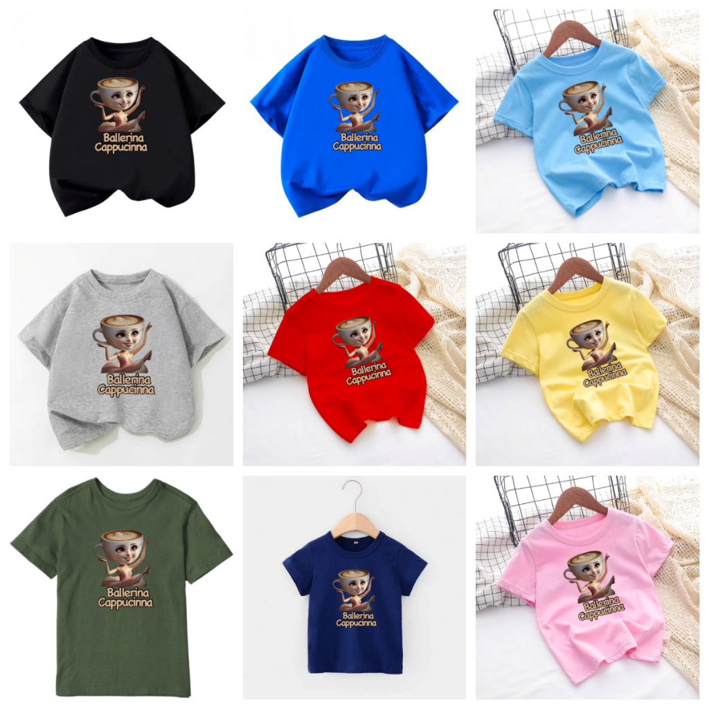 KAOS ANAK LENGAN PENDEK BAJU ANAK LAKILAKI PEREMPUAN Balerina Gelas UMUR 2 SAMPAI 10 TAHUN