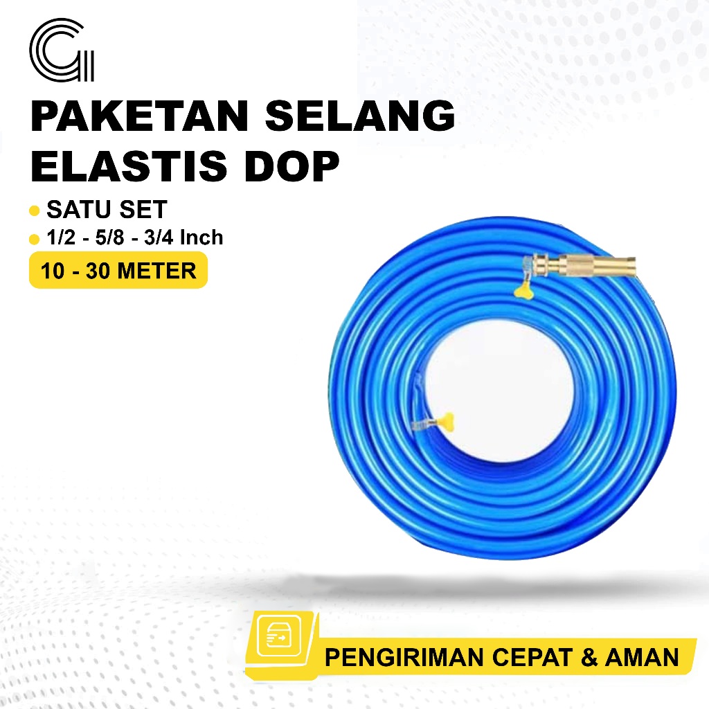 SELANG GEMUK Selang Air Cuci Motor 30 Meter Sepaket Selang Air Elastis DOP Watergun Nozzle Kuningan 