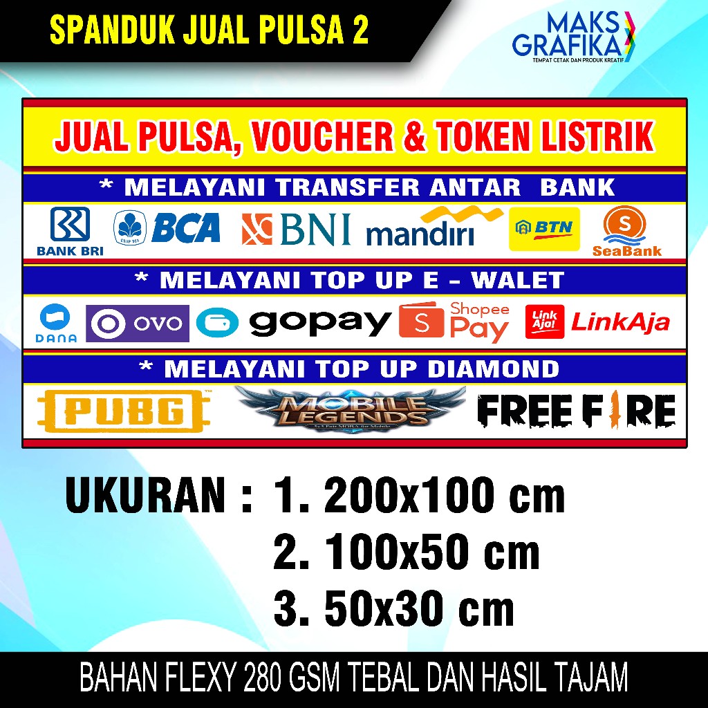 Spanduk Pulsa Voucher dan Token Listrik - Part 2