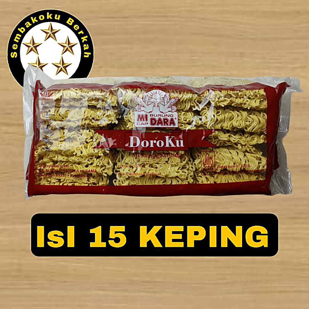 

Mie Telur Cap Burung Dara/Doroku 630 Gram Isi 15 keping