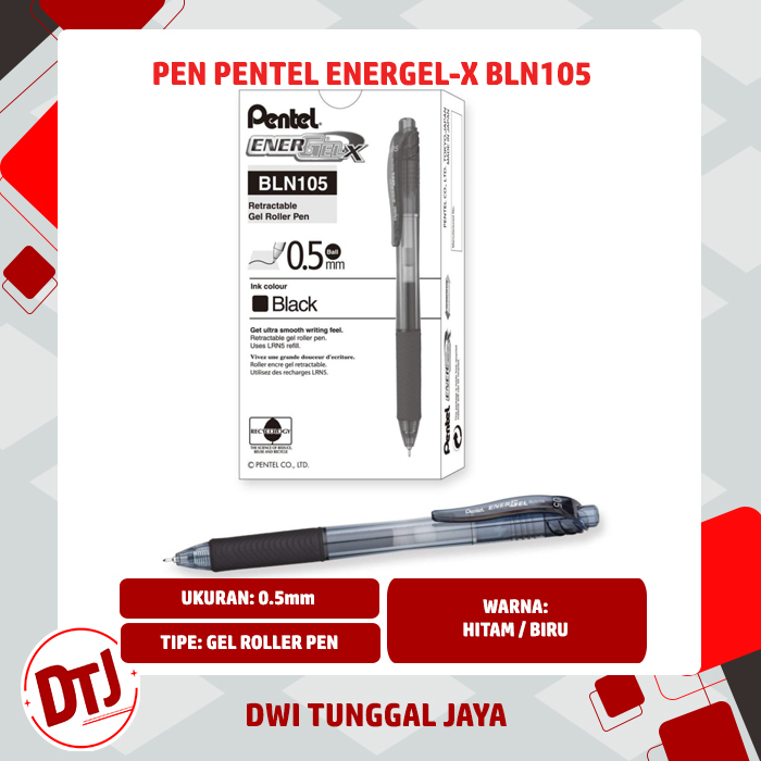 

Pen Pentel EnerGel-X BLN105 0.5 mm Hitam / Biru