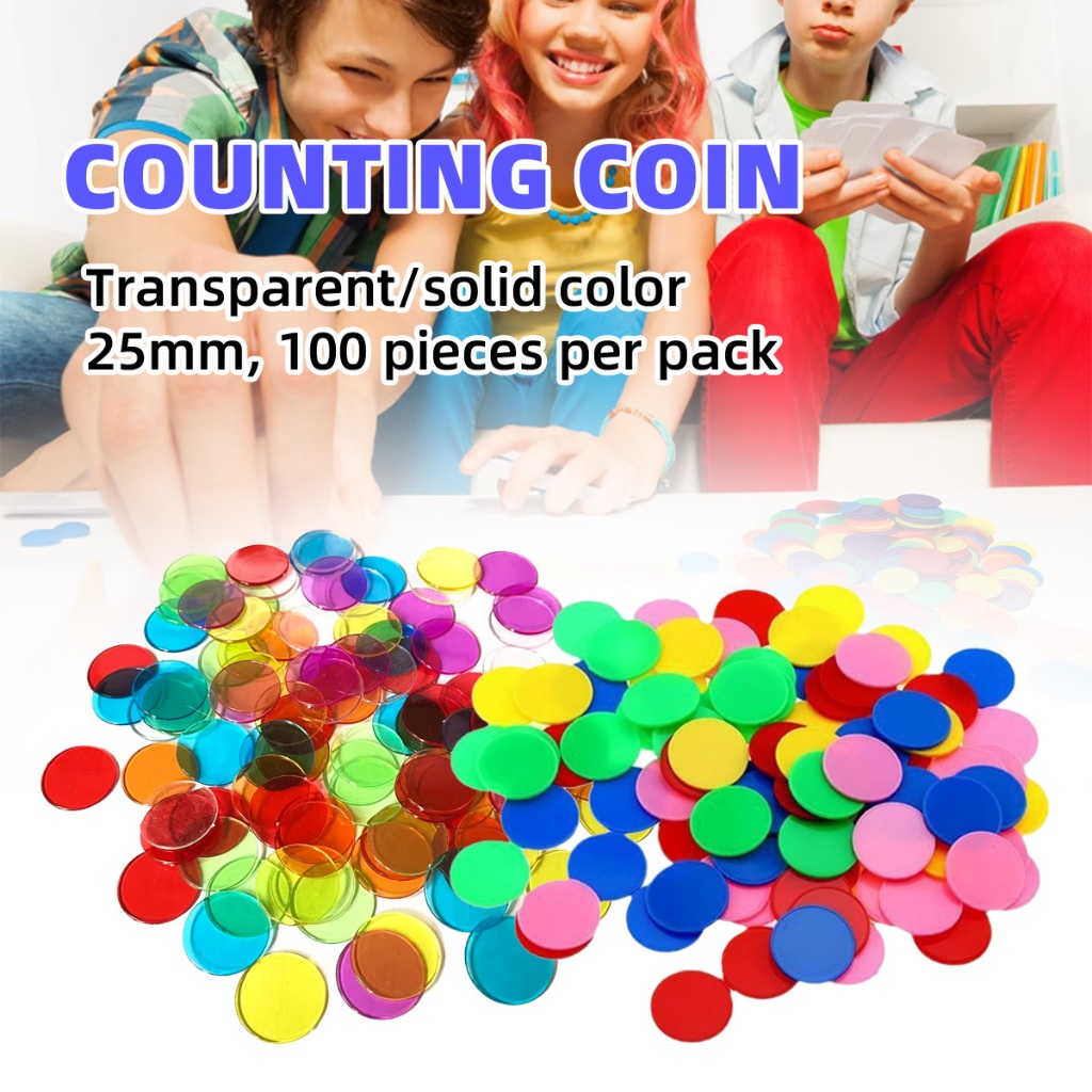 100pcs Koin Plastik Mainan Koin Warna Mengenal Bentuk Koin Shape Color Matematika Edukasi