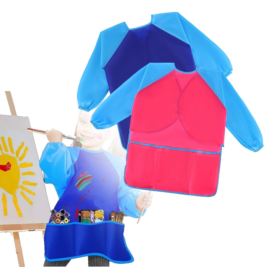 Celemek anak sd Apron anak Lukis Waterproof Peralatan Melukis Art Smock Peralatan Drawing Masak