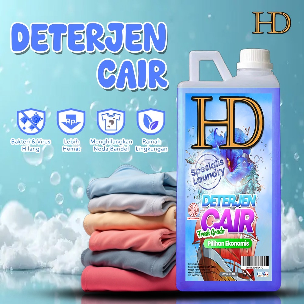 DETERGEN Laundry Premium 1 Liter, Deterjen cair laundry murah, Liquid Detergent Laundry