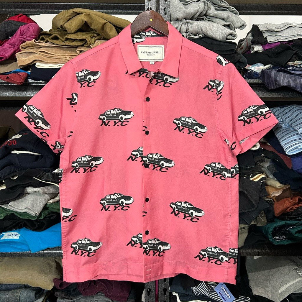 Kemeja Andersson Bell Open Collar Shirt NYC Cab Print | Second Preloved Streetwear | Cavabien Market