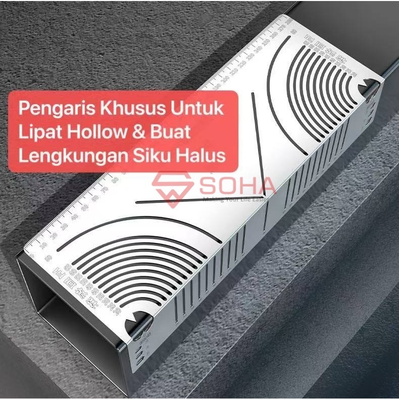 

TK-43 Penggaris Bisa Bending Hollow Buat Siku Halus Lengkung dan Potong Sudut Siku dan Rapi Besi Hollow