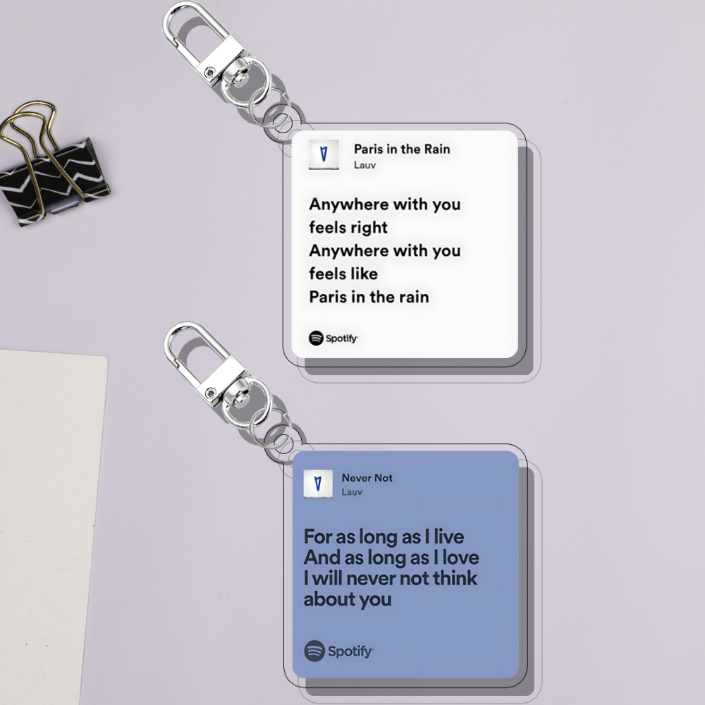 Keychain Lauv Lirik Lagu Spotify Gantungan Kunci Akrilik Print UV 2 Sisi
