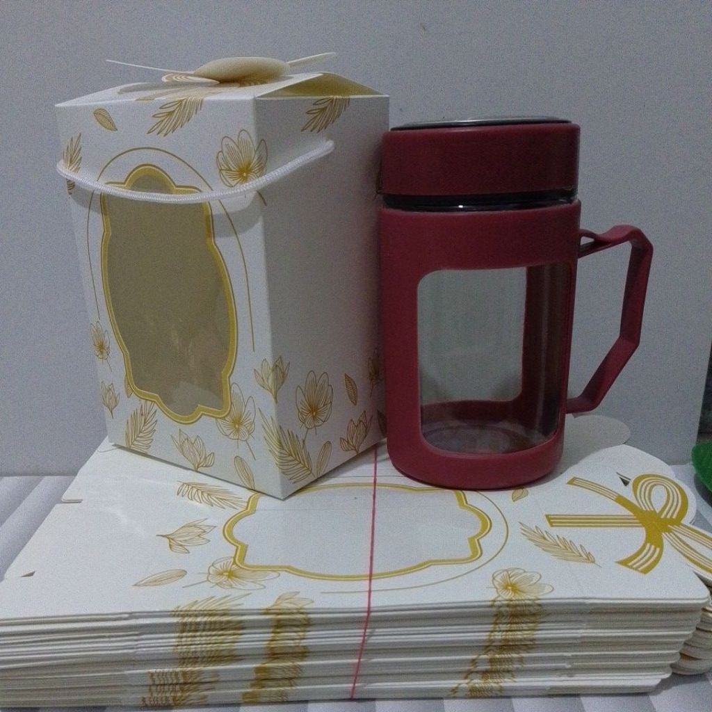PAPER BOX BAHAN IVORY UNTUK KEMASAN MUG / GELAS GAGANG 500ml