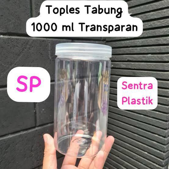 Toples Tabung Bening 1000 ml (Toples Tabung Transparan) Toples Plastik