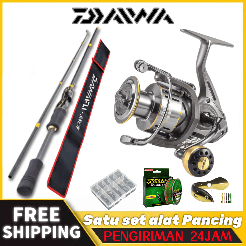 Daiwa joran pancing 1.65m-2.7m 2 bagian pancing reel 1000-7000 joran spining reel pancing/Karbon Jor