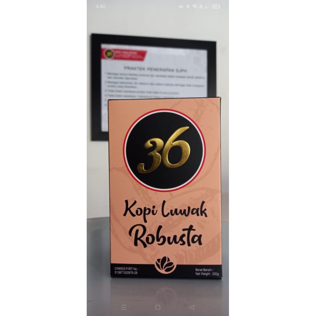 

Kopi Luwak Robusta Biji Panggang (Roasted Beans) 200g