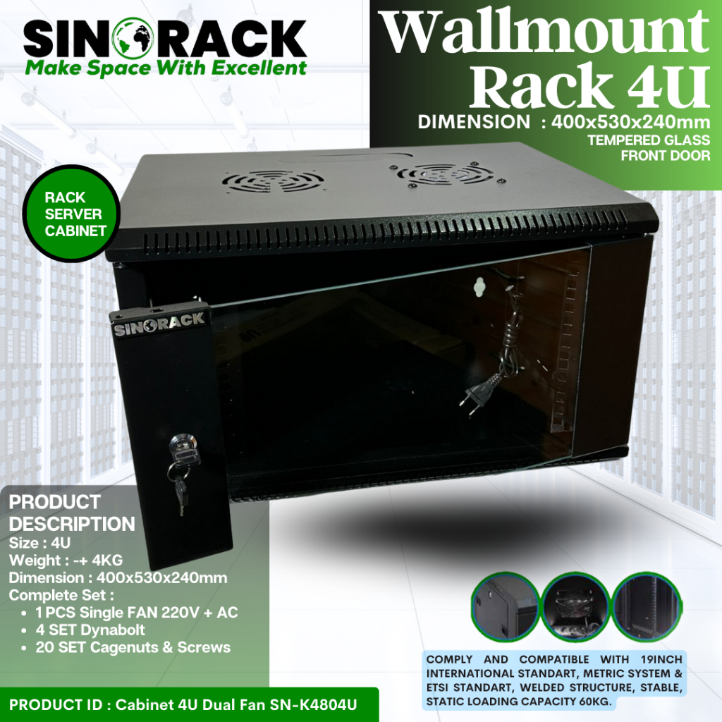 Wallmount Rack Server 4U,6U,9U Rak Server Single Door 4U,6U,9U || RACK CABINET MURAH