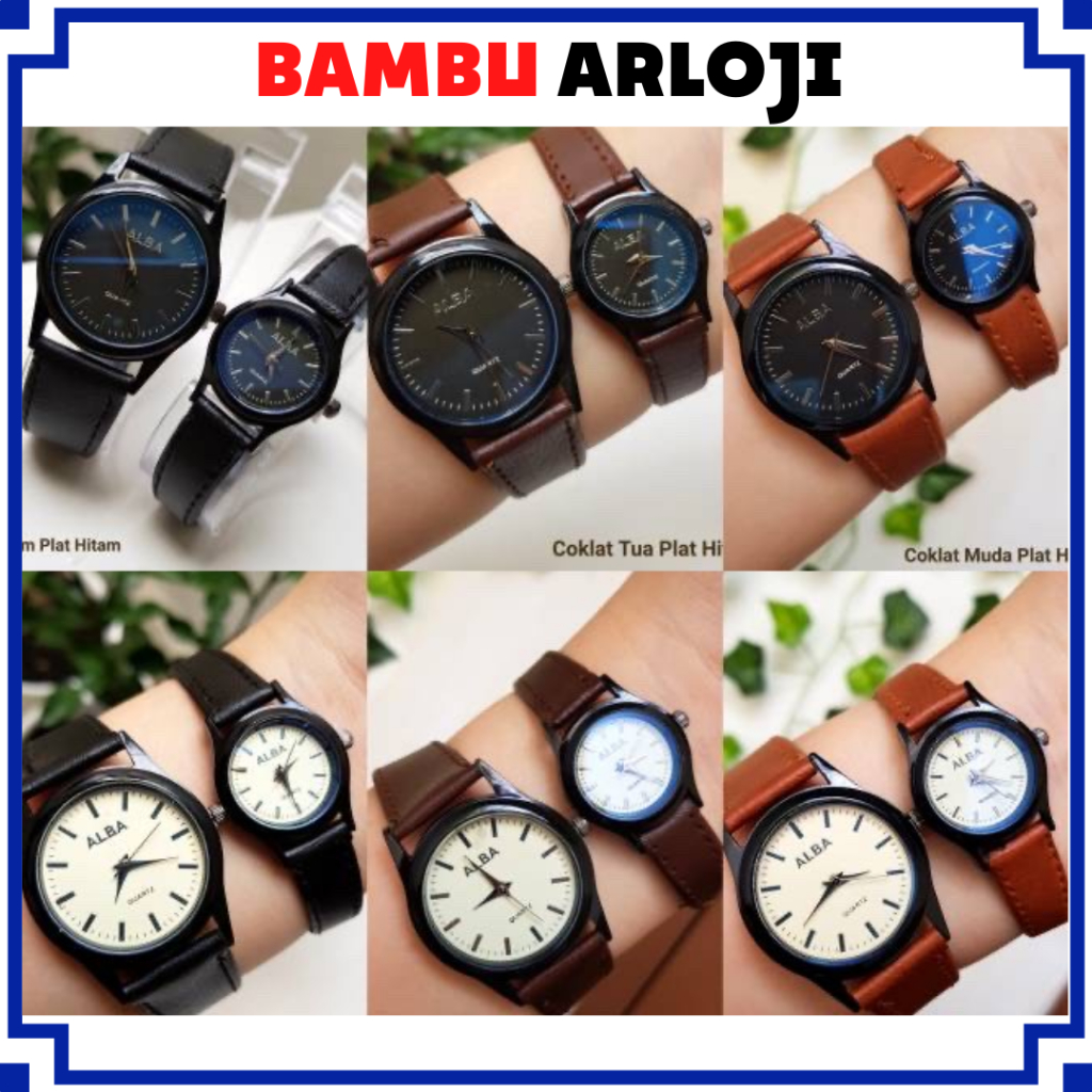 ORIGINAL BAJ COD JAM TANGAN COUPLE ALBA VINTAGE GROSIR KULIT PRIA WANITA PASANGAN MURAH PREMIUM