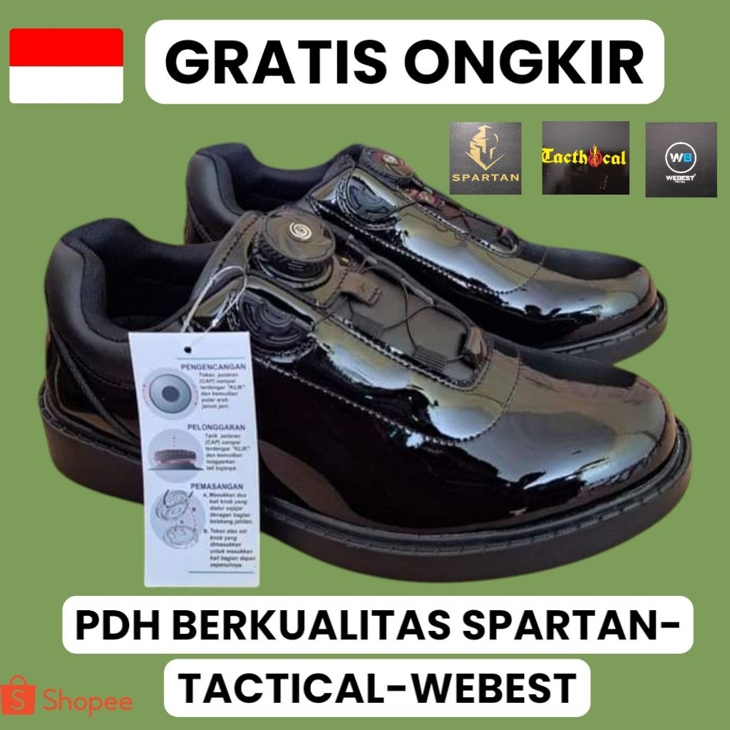TERLARIS SEPATU PDH TACTICAL SPARTAN WEBEST TALI PUTAR/SEPATU PDH TALI PUTAR TNI POLRI SECURITY