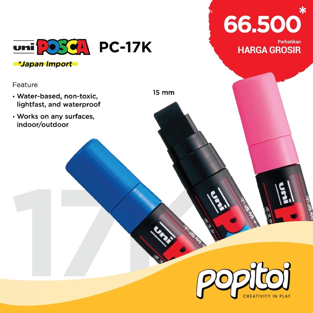 

KODE C28U UNI POSCA PC17K 15mm Extra Broad Tip Water Based Pen