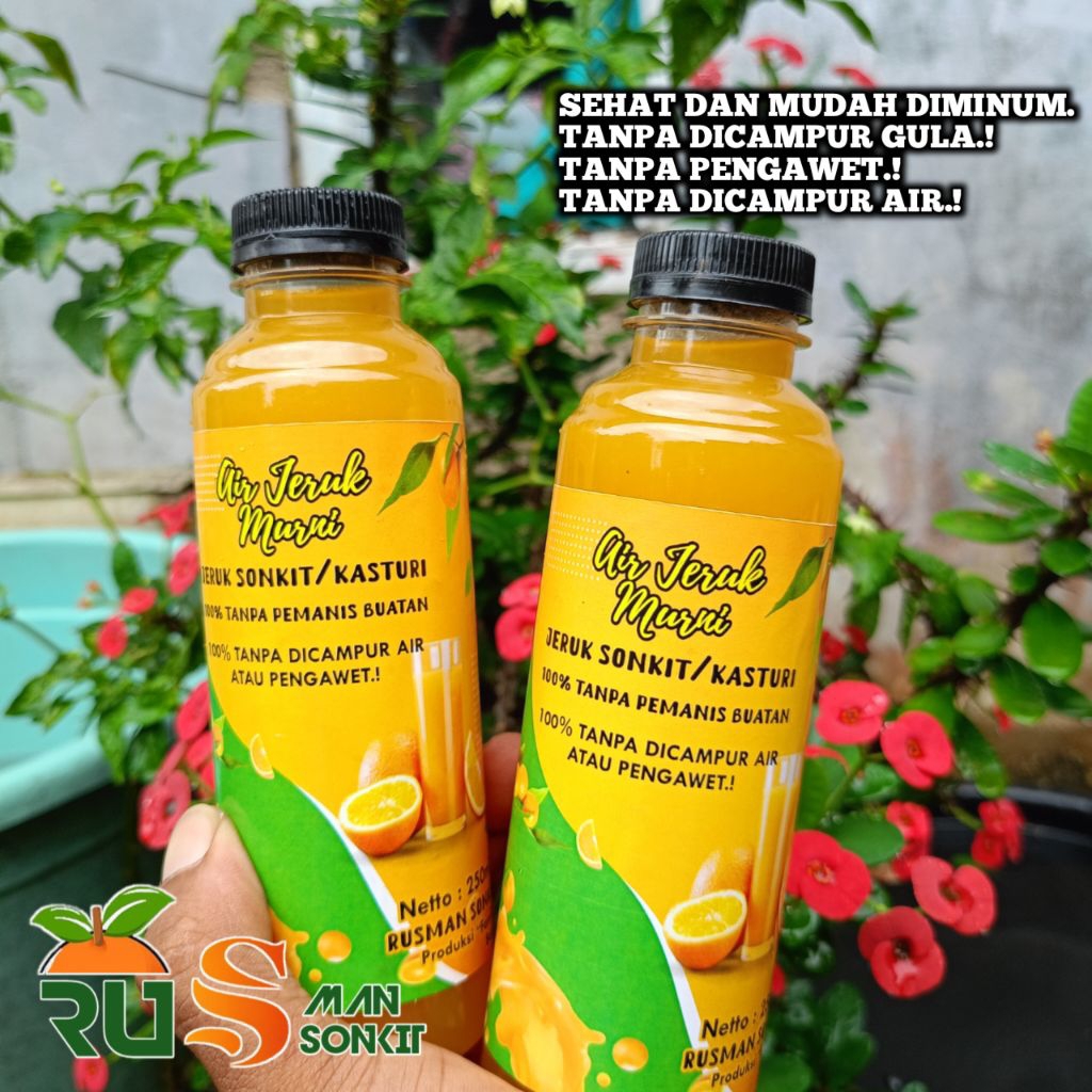 

MURNI100% TANPA ADA CAMPURAN AIR ATU PENGAWET! RASA ASAM DAN AROMA KHAS JERUK SONKIT KASTURI LEMONCUI SEGER, 1BOTOL UKURAN 250ML
