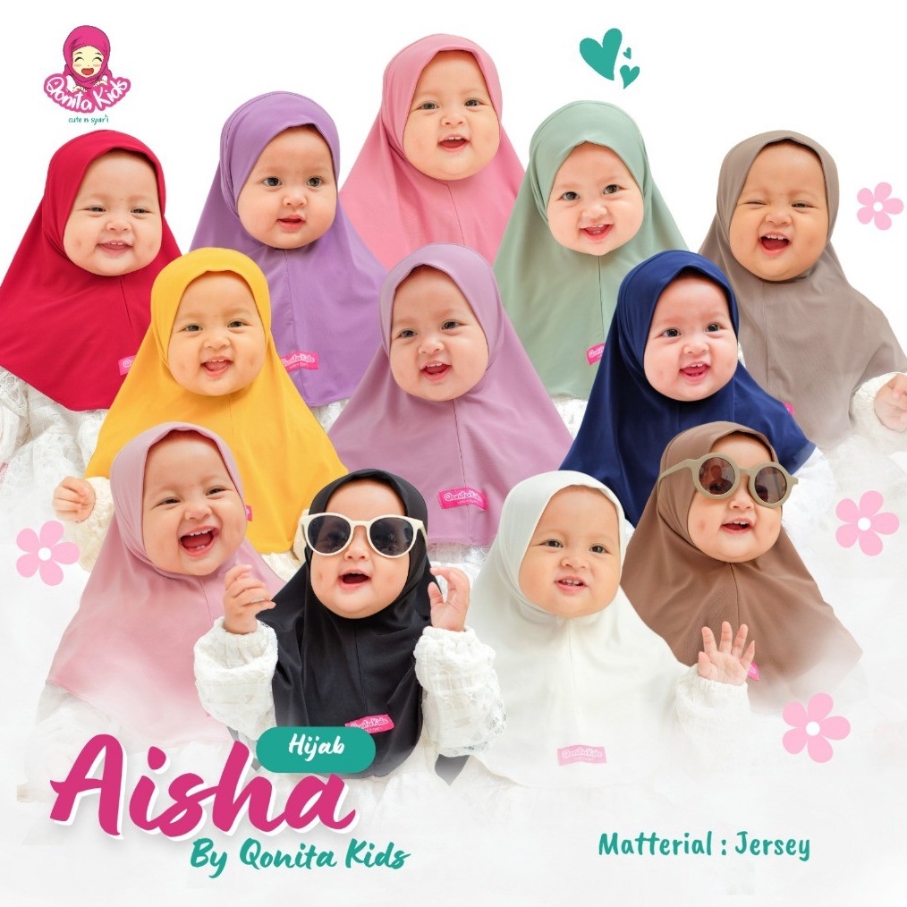 KODE V45D QONITA KIDS  AISHA   9 th Hijab Bergo Anak Perempuan jilbab kerudung anak dan bayi muslim 