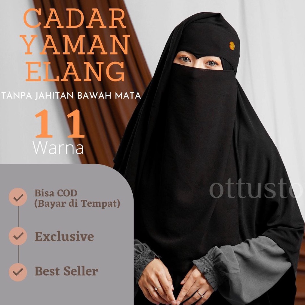 KODE U36J Niqob  Niqab  Cadar Long Yaman Elang bahan Ceruty Babydoll Premium TANPA KHIMAR  ottustore