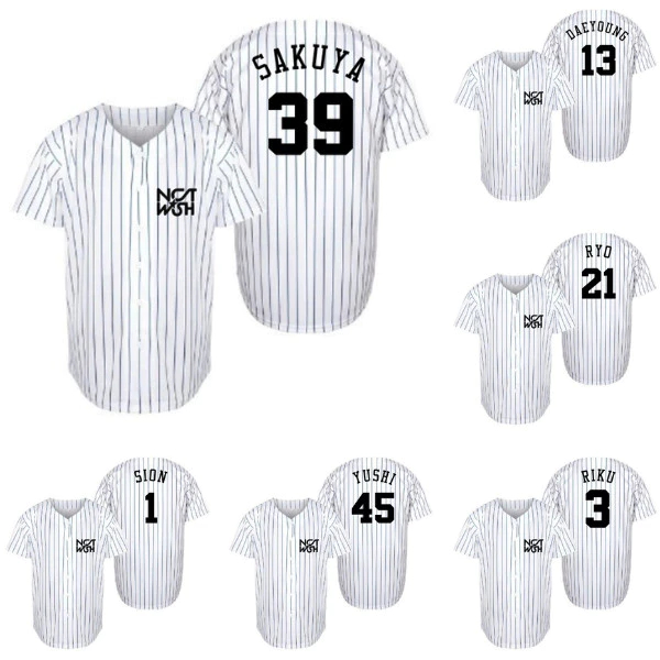 Baju atasan jersey salur baseball nct wish kpop sakuya riku yushi sion ryo jaehee baju sport