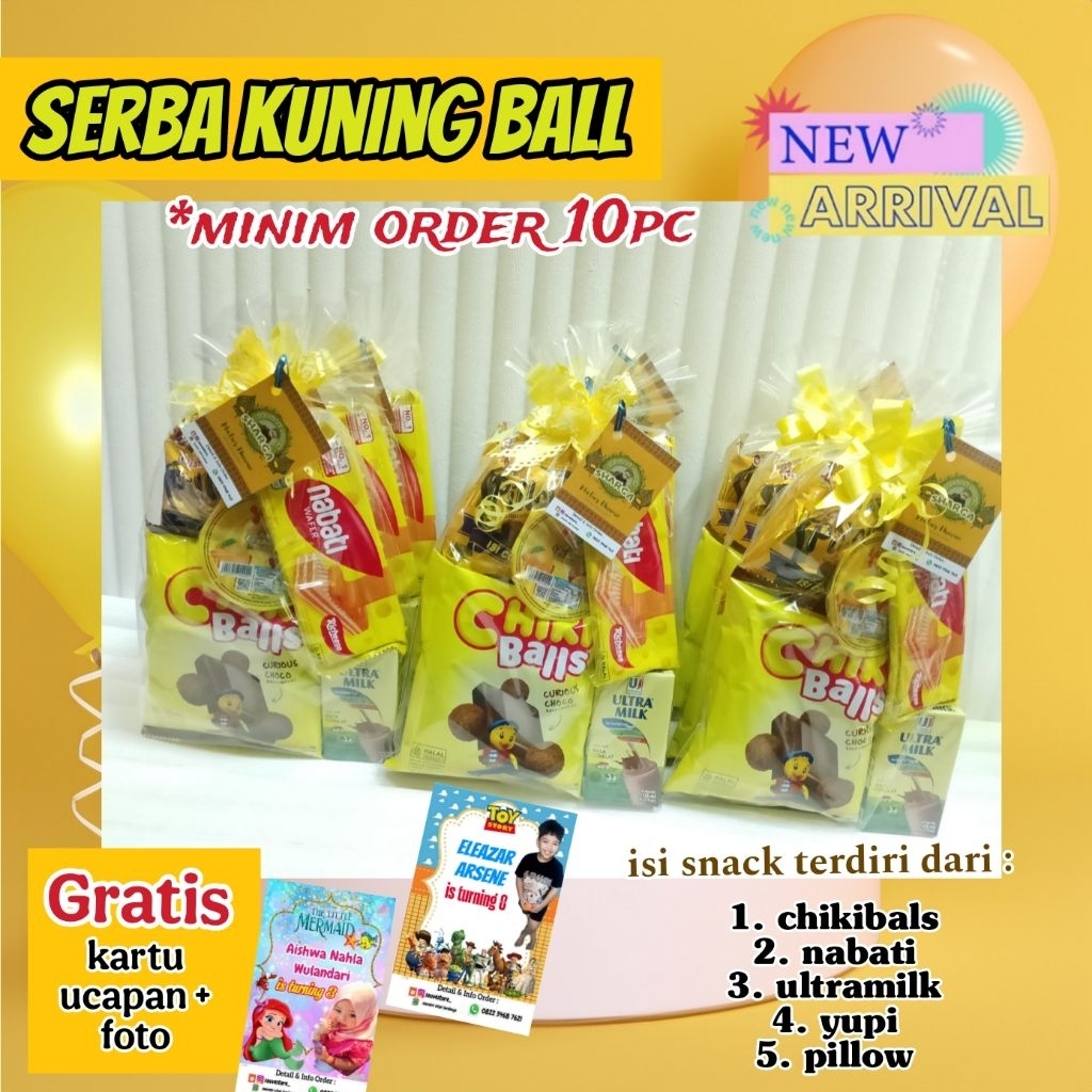 

SNACK SERBA KUNING HAMPERS SNACK ULANG TAHUN TEMA KUNING || Kode chikiballs || Parcel ultah serba kuning