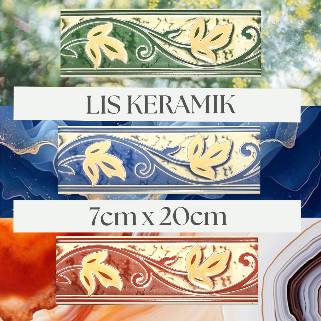 List Keramik 7x20cm Dinding Timbul Import //  Hiasan Lis Ceramic Dapur Murah CUCI GUDANG Promo Gloss