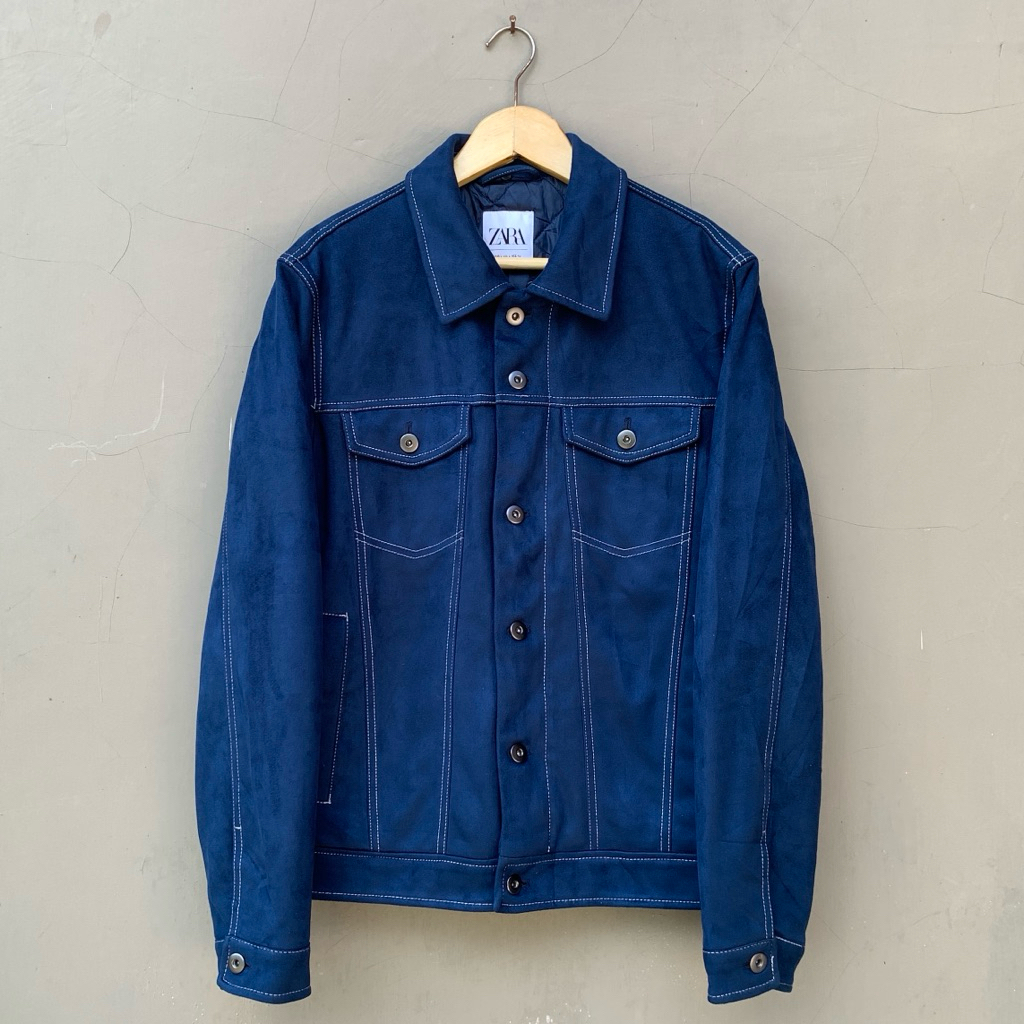 Vintage Zara Type 3 Suede Leather Trucker Work Jacket