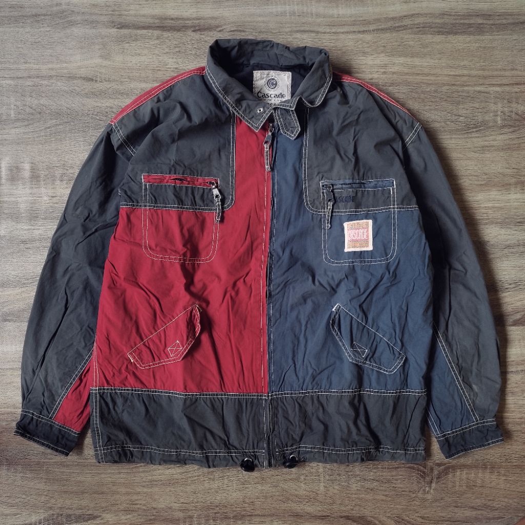 Multi Pocket Utility Color Block Jacket Vintage