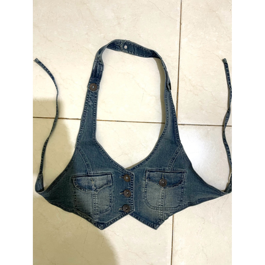 CC183 Preloved Rompi Jeans wanita