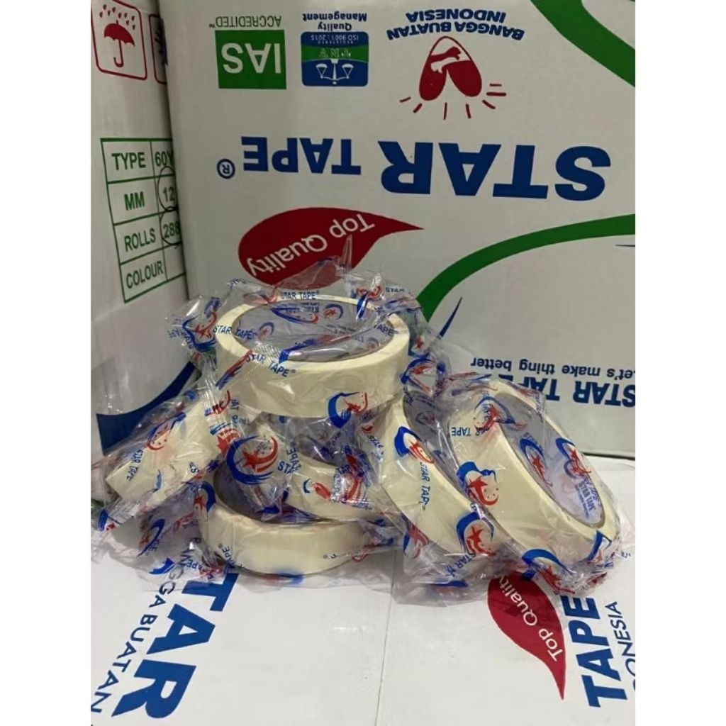 

MASKING TAPE LAKBAN KERTAS STAR TAPE LEM KERTAS WARNA CREAM KUALITAS