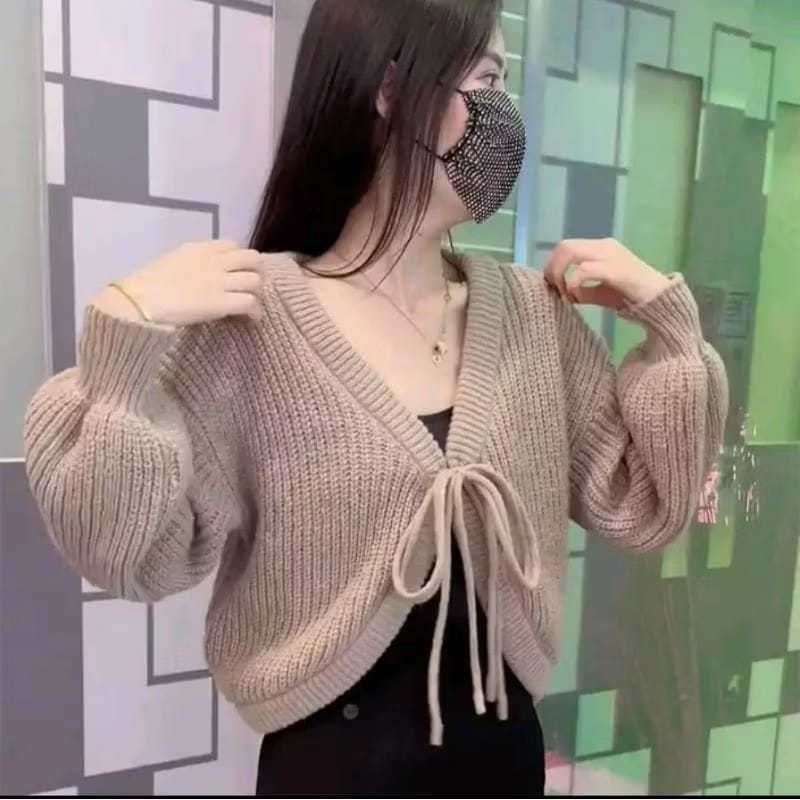 Bolero Tali Rajut Oversize / Joly Sweater Tali Depan Rajut Wanita / Rajut Tali Depan
