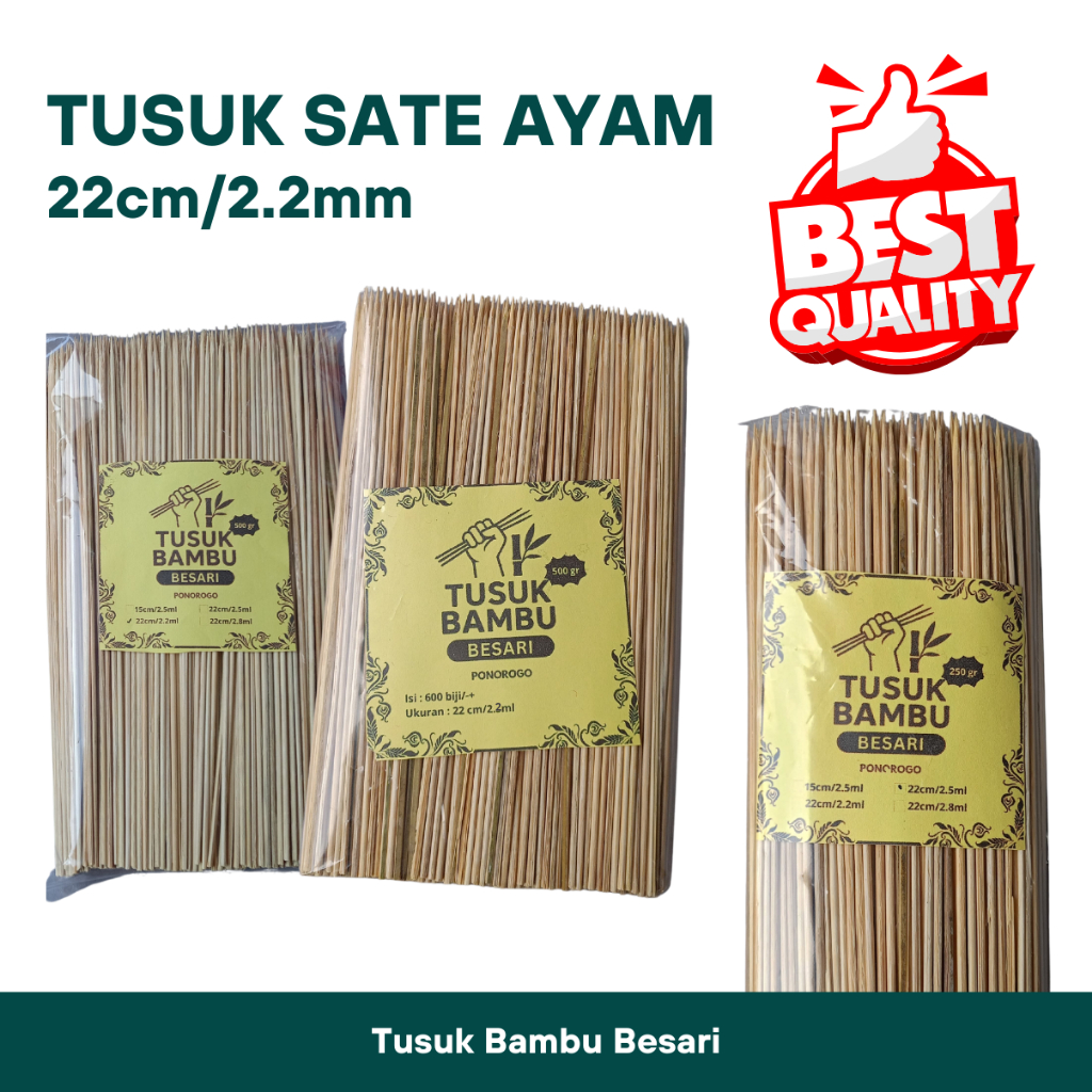 Tusuk Bambu Sate Ayam Kambing Daging Bakaran Usus Tahu Telur Puyuh Sosis Tempura Bulat Halus Bersih 