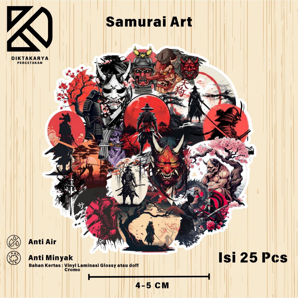 

Stiker Samurai Art Paper Vinyl, Cromo Dekorasi Laptop, Koper, Tumbler DIY