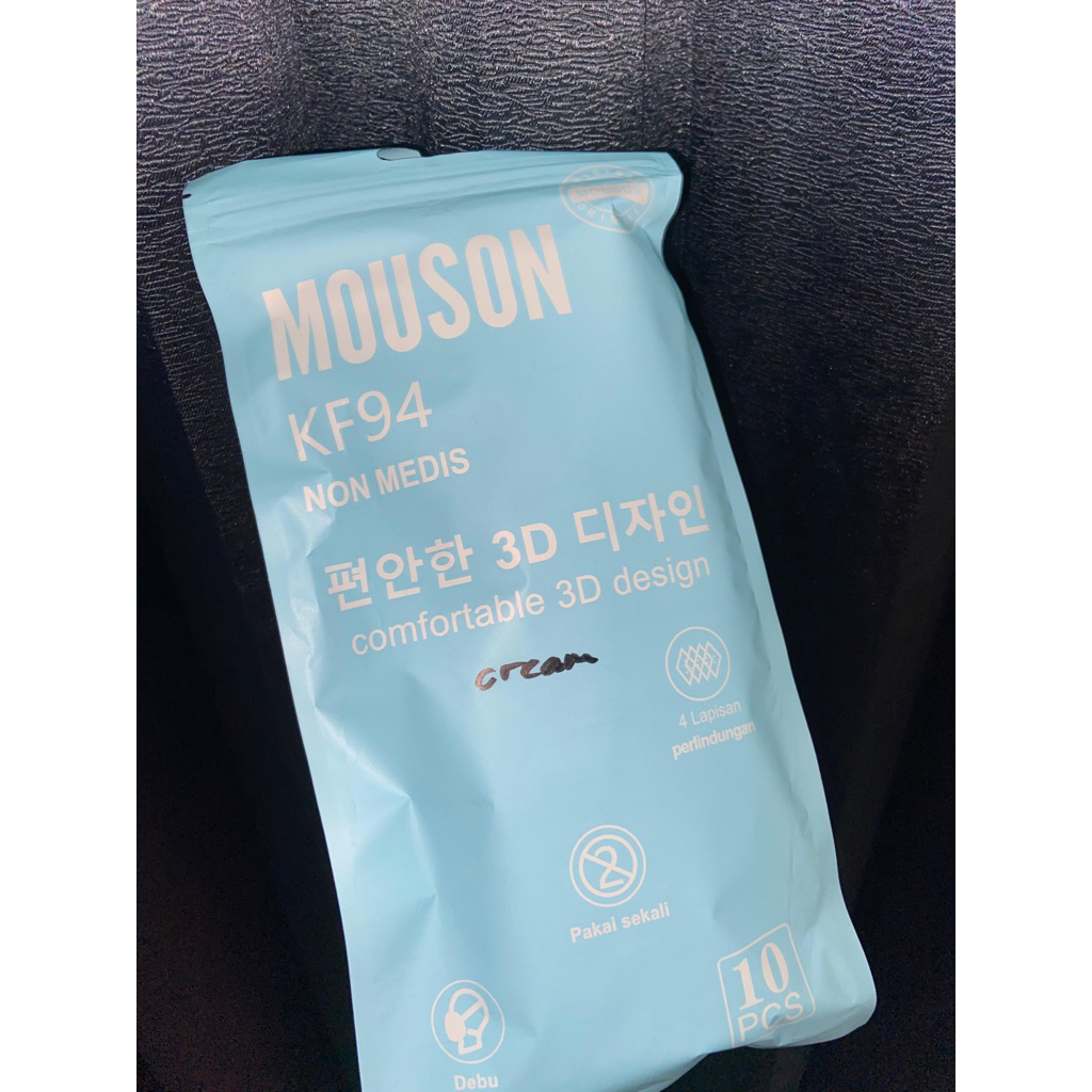 Masker KF94 Mouson Non Medis - 4 Lapis Pelindung, Warna Cream (10 pcs)
