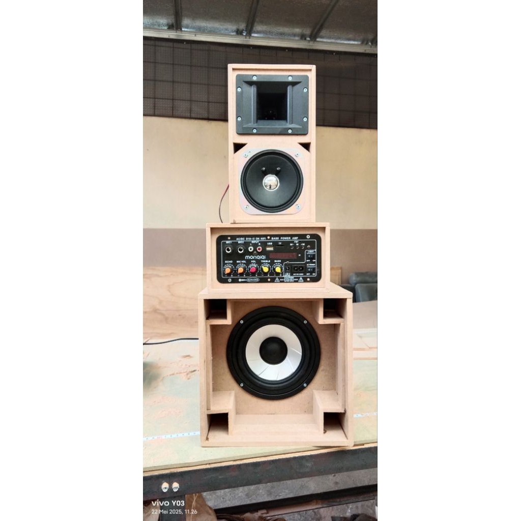 ⭐⭐⭐⭐⭐ Paket Miniatur Speaker Power Amplifier Stereo Siap bunyi + Box planar 6 inch +  Box line array