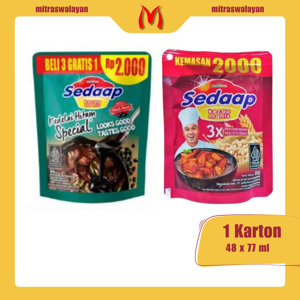 

Kecap SEDAAP Refill 77 ml | KEMASAN KARTON ISI 48 pcs