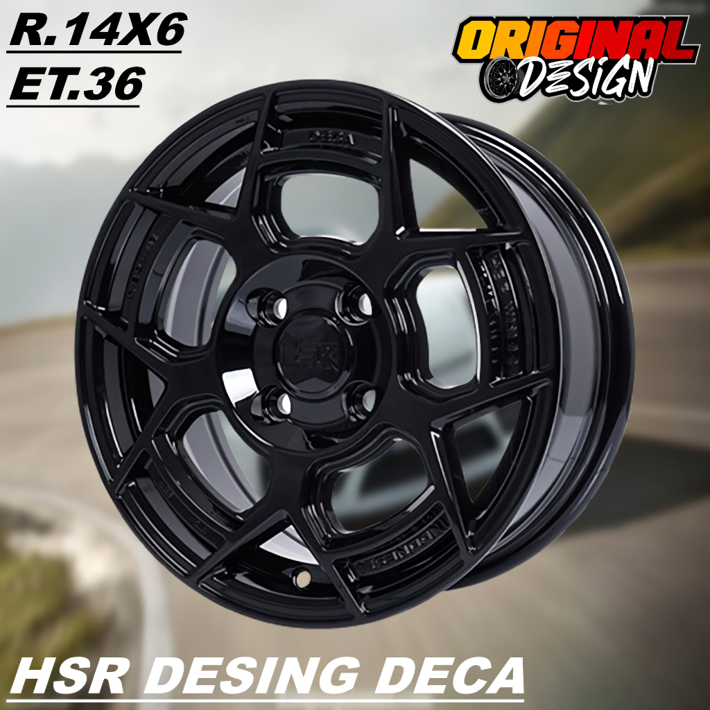 Pelek Mobil Ring 14 BRIO,AGYA,SIGRA, Lubang 4 Velg HSR DESING DECA R14 Hitam
