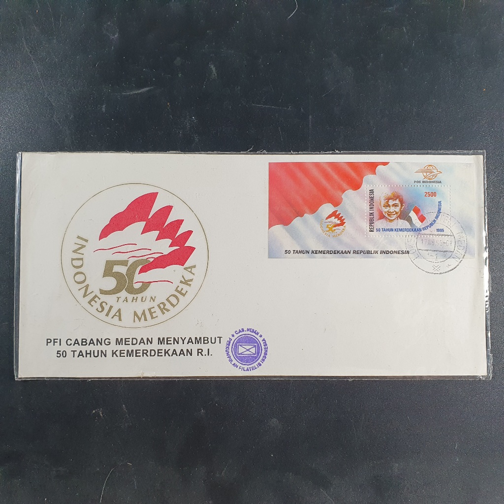 

Perangko SP PFI Cabang Medan Menyambut 50 Tahun Kemerdekaan R I Tahun 1995 isi Souvenir Sheet