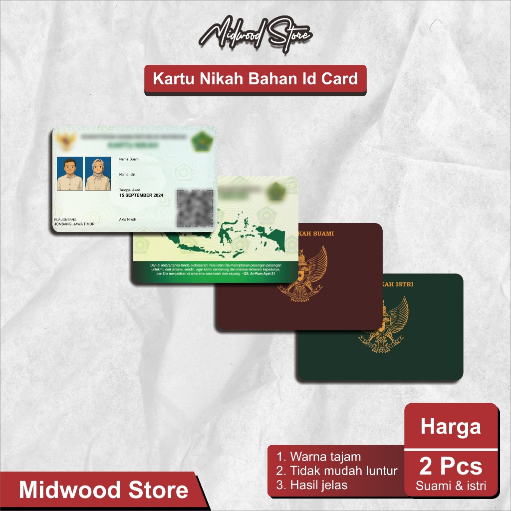 Kartu Nikah Suami istri Bahan id Card