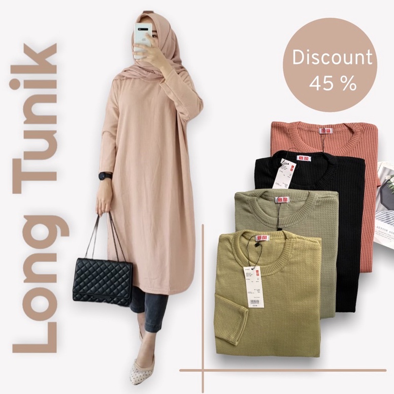 KODE V3Y Tunik Premium Kaos Waffle  Simple Tunik  Basic Tunic
